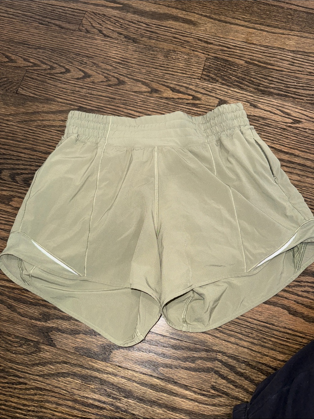 Women's Olive Green lululemon Running Shorts with Elastic Waist